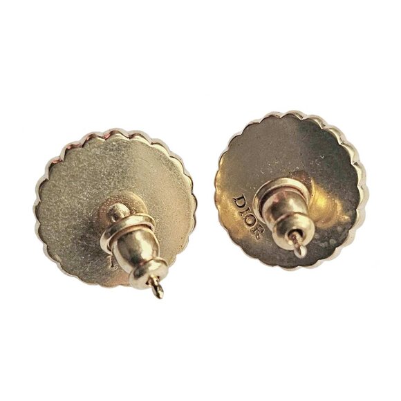 CHRISTIAN DIOR PINK GLASS PETIT CD BAROQUE STUD EARRINGS - Picture 3 of 5